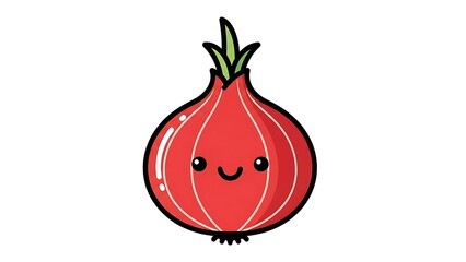 Happy Cartoon Red Onion Character Illustration.