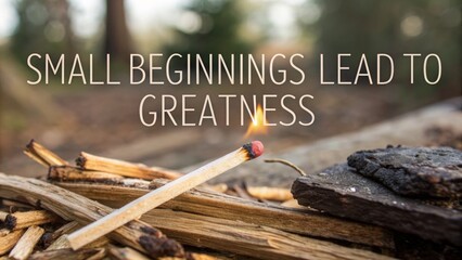 Lit match igniting wood with flame outdoors.