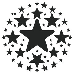 Obraz premium Abstract arrangement of black stars in a circular pattern on a white background