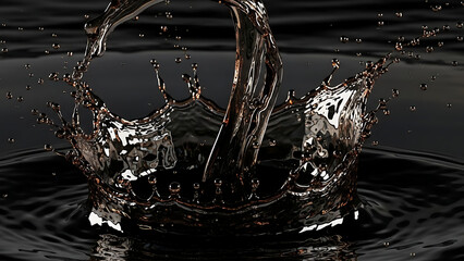 A close-up view of water splashing in a dark pool