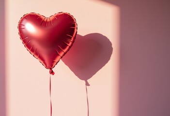 Shadow of heart balloon on wall, no balloon visible