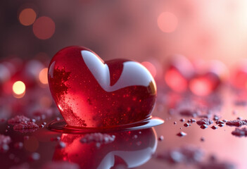 Heart shaped tear drop on glass surface