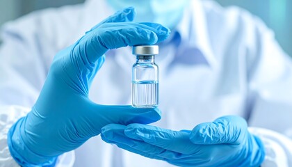 Scientific Insight: An unseen scientist, clad in professional attire, delicately cradles a vial, brimming with medical fluid.