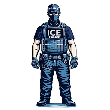 ICE Agent Full Body Front View