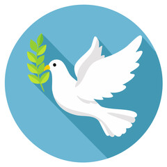 Obraz premium White Dove Holding Olive Branch Symbol of Peace and Hope Illustration