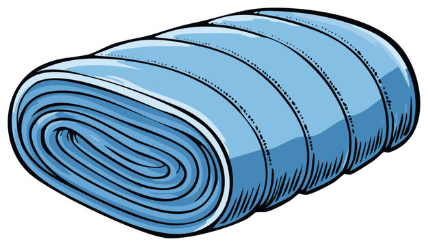 Rolled Blue Material Fabric Bolt Piece Illustration Sewing or Textile Projects