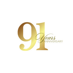 55 Years Anniversary Logo, Golden Color, Vector Template Design element for birthday, invitation, wedding, jubilee and greeting card illustration.