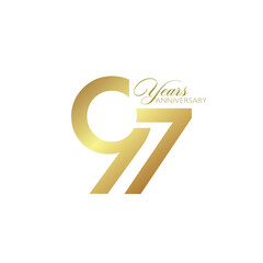 97th Anniversary Logo, Golden Color, Vector Template Design element for birthday, invitation, wedding, jubilee, and greeting card illustration.
