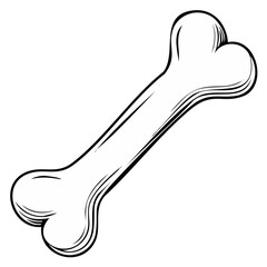 Fototapeta premium Simple Dog Bone Illustration in Black and White Outline Style
