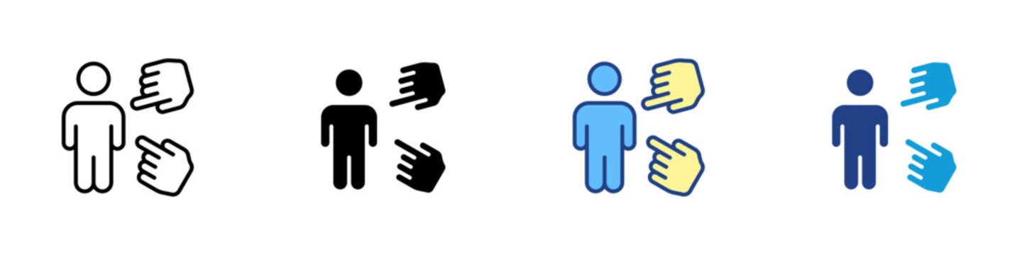 Judgement Multiple Style Icon Design Vector - Person with pointing hands, representing evaluation, criticism, and decision making