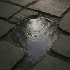 water drops on the pavement