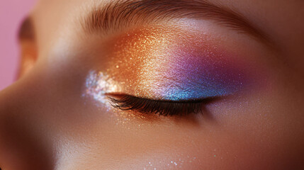 Vibrant Multicolor Eyeshadow on Closed Eye