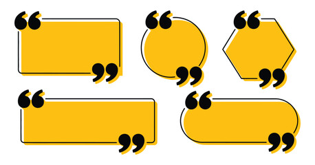 Quote box frame templates with black line text borders for definitions, remarks, citations, clean vector illustration design.