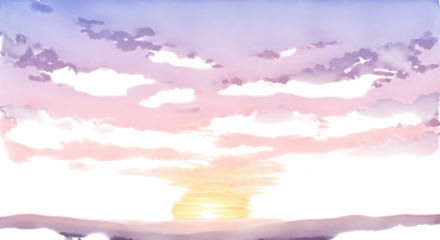 Dramatic sunset with vibrant purple and yellow hues in cloudy sky