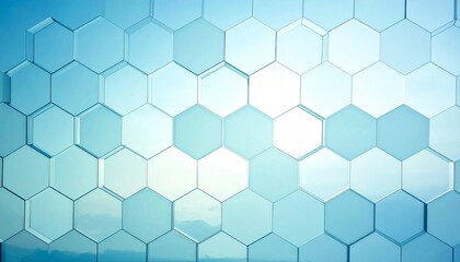 Fototapeta premium 3D hexagon pattern in light blue honeycomb design.
