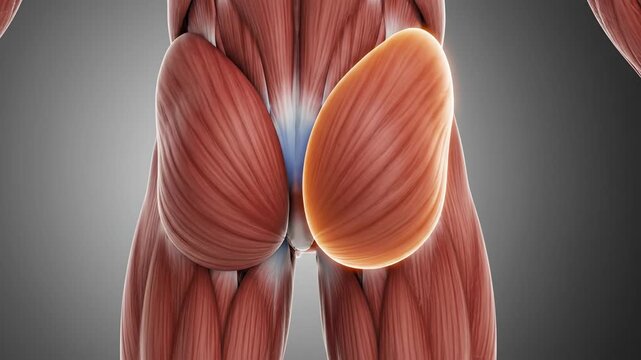Anatomical illustration of human muscles depicting the gluteus maximus