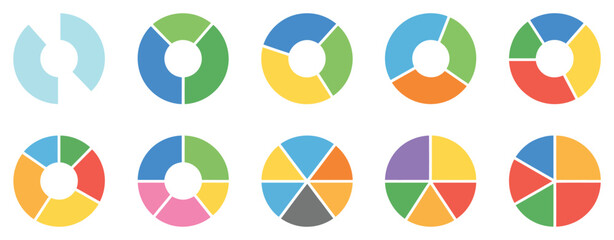 Pie chart infographic with segmented circle diagram parts for data analysis, web design, ui, presentation, vector