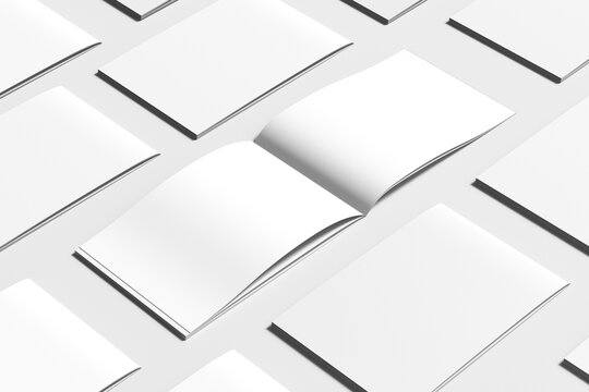 Modern Book and Magazine Mockup Open with Blank Pages. Ready for design, presentation, media, templates.