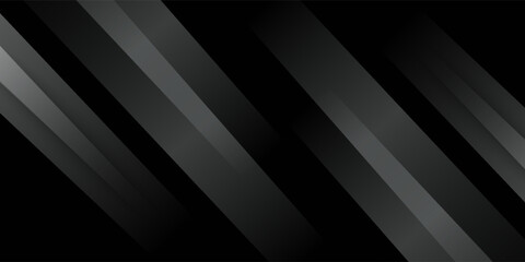 Obraz premium Modern black white abstract background. Minimal. Gradient. Dark grey banner with geometric shapes, lines, stripes, triangles. Design.