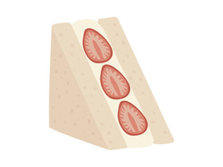 Colorful strawberry sandwich illustration with diagonal composition
