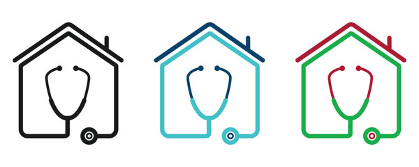 Doctor home icon, doctor home logo, health care medical house icons vector in trendy flat style illustration isolated on white background.