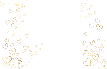 Hearts Gold Shiny Pieces flakes of golden flakes shimmer. A frame with cute flying hearts. Festive background with gold glitter and confetti for celebration with glowing golden particles.