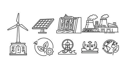 Illustration of renewable and non-renewable energy sources © Rohan