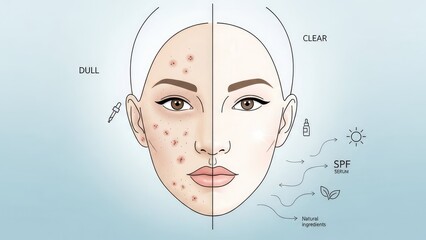 Before and After Skin Care Illustration Showing Dull Versus Clear Complexion.jpg