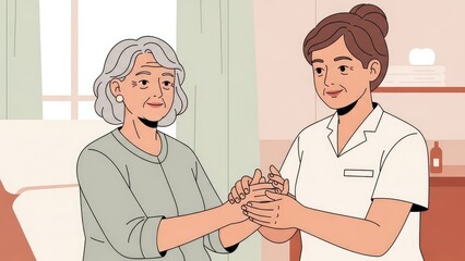 Elderly Woman Receiving Hand Care From Medical Staff in Clinic Setting With Lotion Bottles.jpg