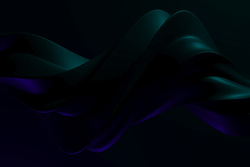 Naklejka premium Abstract dark wave in motion with elegant curves and smooth texture for digital art and design. 3d render