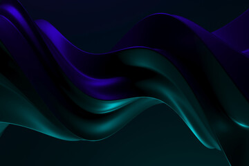 Fototapeta premium Flowing abstract waves with dark blue and turquoise colors for modern design .3d render