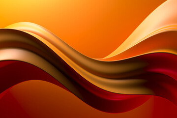 Fototapeta premium Abstract flowing waves sculpture with warm orange and red hues for contemporary design. 3d render
