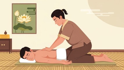 Massage Therapy Woman Relaxing Spa Environment Illustration Calm Wellness_Perfectlyclear.jpg
