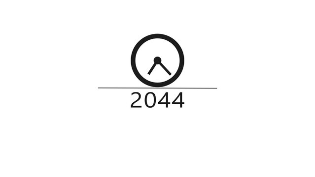 New year clock icon illustration. Countdown timer clock symbol. 2044 clock timer.