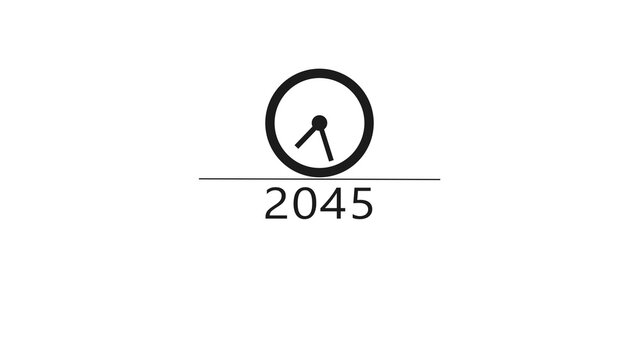 New year clock icon illustration. Countdown timer clock symbol. 2045 clock timer.