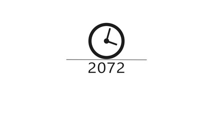 New year clock icon illustration. Countdown timer clock symbol. 2072 clock timer.