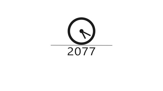 New year clock icon illustration. Countdown timer clock symbol. 2077 clock timer.