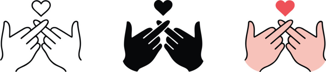 Obraz premium Two hands forming a heart shape with fingers love gesture