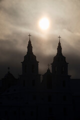 Holy Spirit Cathedral in Minsk for Epiphany. Severe frosts