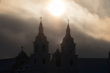 Holy Spirit Cathedral in Minsk for Epiphany. Severe frosts