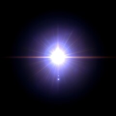 Obraz premium Radiant blue starburst light effect against a dark background, conveying energy and illumination. Generative AI.