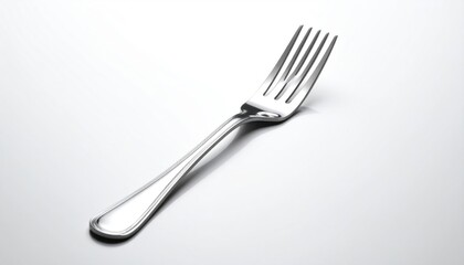Elegant Silver Fork on White Background for Culinary Use.