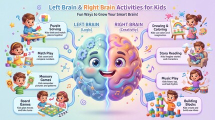 Engaging Left Brain and Right Brain Activities for Kids to Enhance Logic and Creativity in Learning Environments