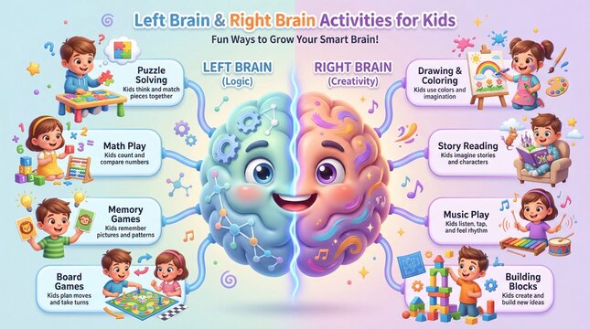 Engaging Left Brain and Right Brain Activities for Kids to Enhance Logic and Creativity in Learning Environments