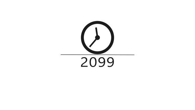 New year clock icon illustration. Countdown timer clock symbol. 2099 clock timer.