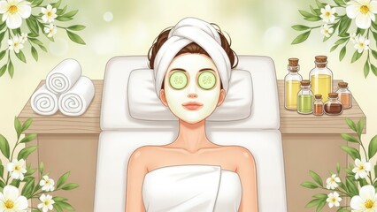 Woman Relaxing at Spa With Cucumber Eyes and Facial Mask Wellness Treatment.jpg