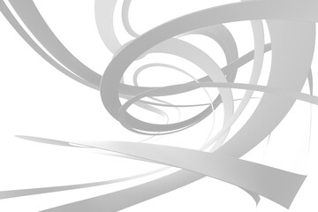 Futuristic abstract curved lines in minimalist white space. 3d render