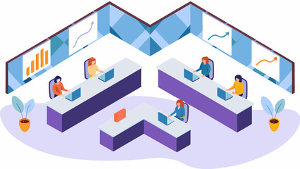 Obraz premium Isometric vector illustration of modern conference room