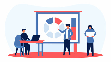 Fototapeta premium Minimalist flat vector illustration of office interior layout