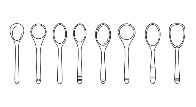 Collection of various kitchen spoons Vector